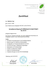 Matthias Vogt, Schaltberechtigung für Mittelspannungsanlagen bis 36 kV